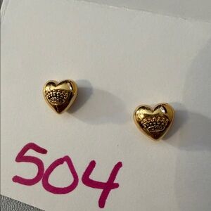 Vintage Juicy Couture Gold Heart Stud Earrings 504